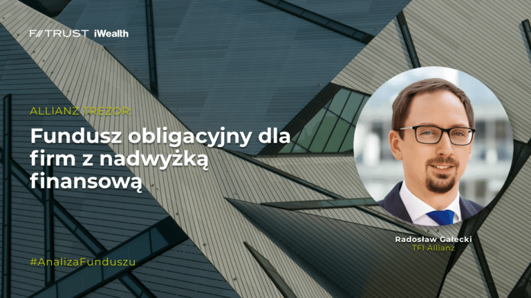 Okładka wpisu zawierającego webinar na temat funduszu Allianz Trezor. Grafika dekoracyjna.