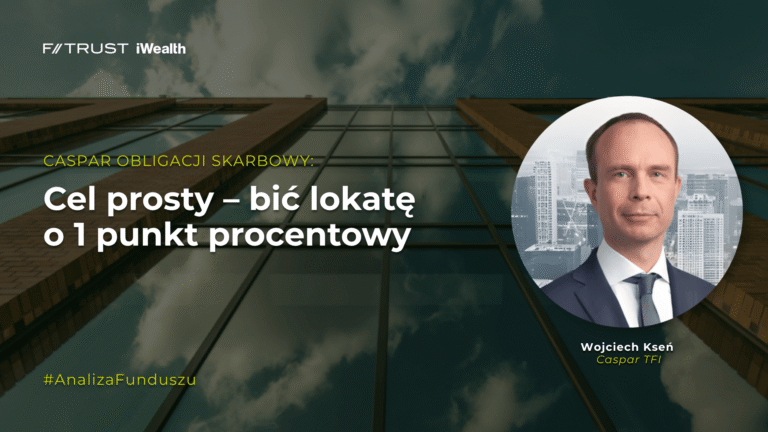 Okładka wpisu zawierającego webinar na temat funduszu Caspar Obligacji Skarbowy. Grafika dekoracyjna.