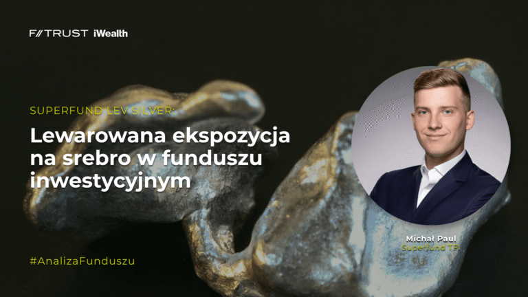 Okładka wpisu zawierającego webinar na temat funduszu Superfund LEV Silver. Grafika dekoracyjna.